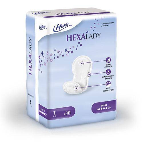 Protection pour incontinence modérée fémine Hexa Lady Maxi chez JAC Médical Technicien de Santé à Saint-Victoret